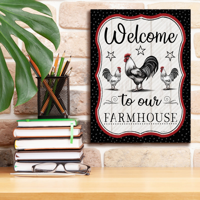 «Welcome To Our Farmhouse» par Elizabeth Tyndall, art mural sur toile, H 16 po x l 12 po