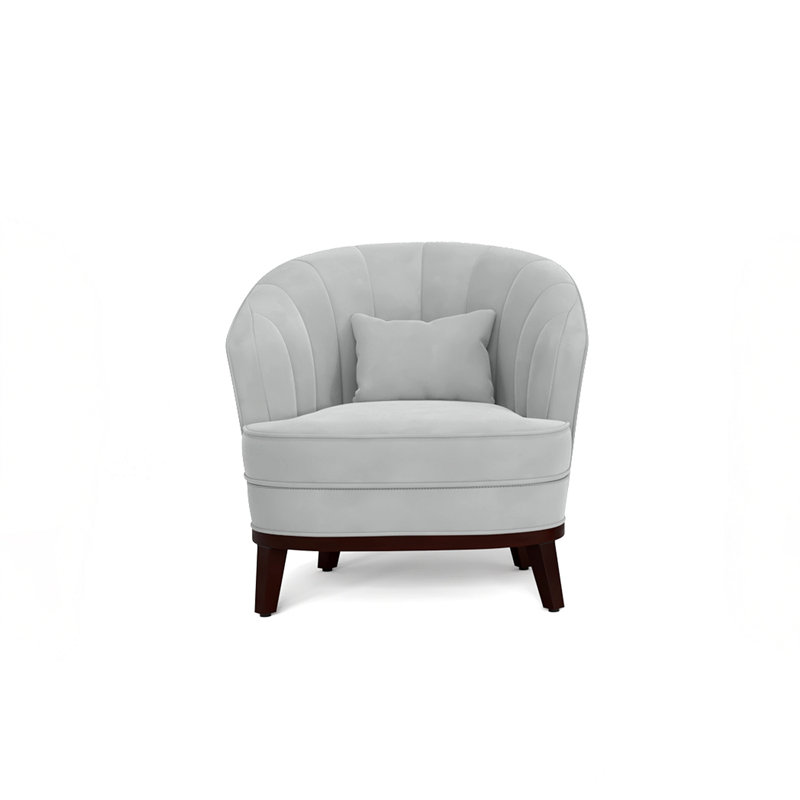 Fauteuil d'appoint rembourré Ava, Gris clair