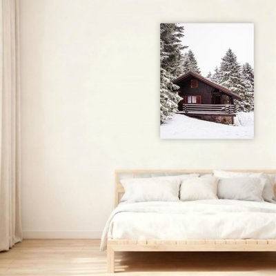 Winter Cottage Christmas Unframed Canvas Wall Art  24" X 36"