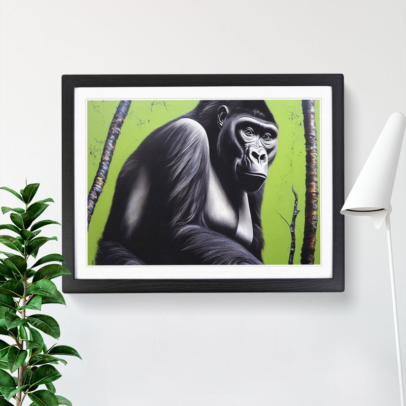 Exclusive Gorilla - Single Picture Frame Painting, Black, 34cm H x 46cm W x 2cm D
