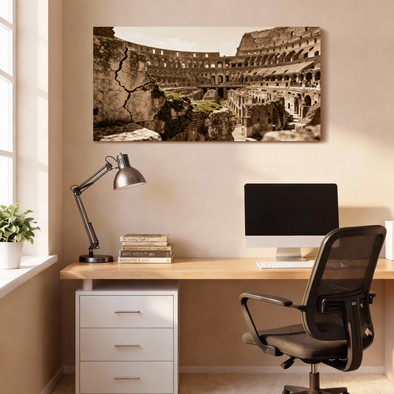 Ruines du Colisée romain, sépia, impression sur toile tendue sur toile, ensemble de 1, H 20 po x l 40 po