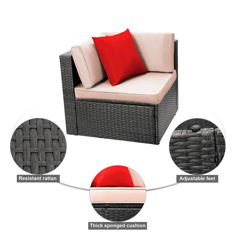 Jeffcoat 7 - Person Modular Patio Conversation Set with Cushions, Light Pink