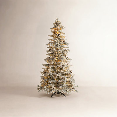 Slim Frosted Pre-Lit Spruce Christmas Tree