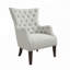 Fauteuil à oreilles rembourré capitonné avec pieds en bois massif-116545688