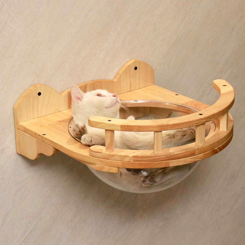  Perchoir pour chat, capsule pour chat, lit pour chat, fixation murale pour chat | Bois d'hévéa