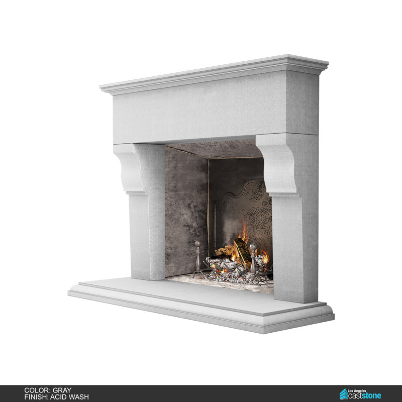 Martel Fireplace Surround, Gray Acid Wash