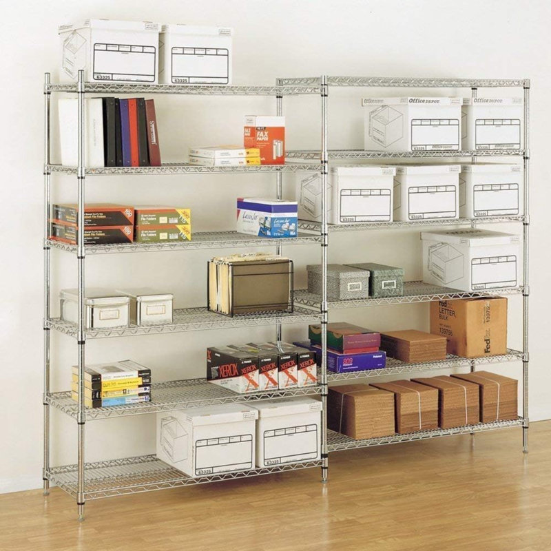 Maichin 48'' W Metal Height -Adjustable Shelving Unit with Wheels