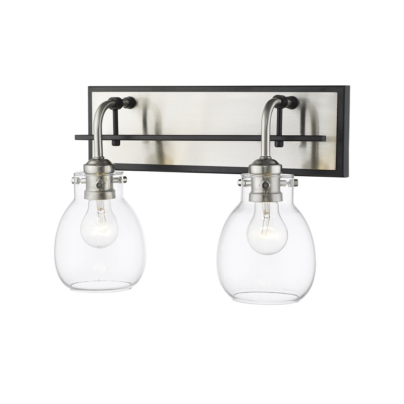 Appliquee à bras 2 lumières Lang, Noir mat / nickel brossé