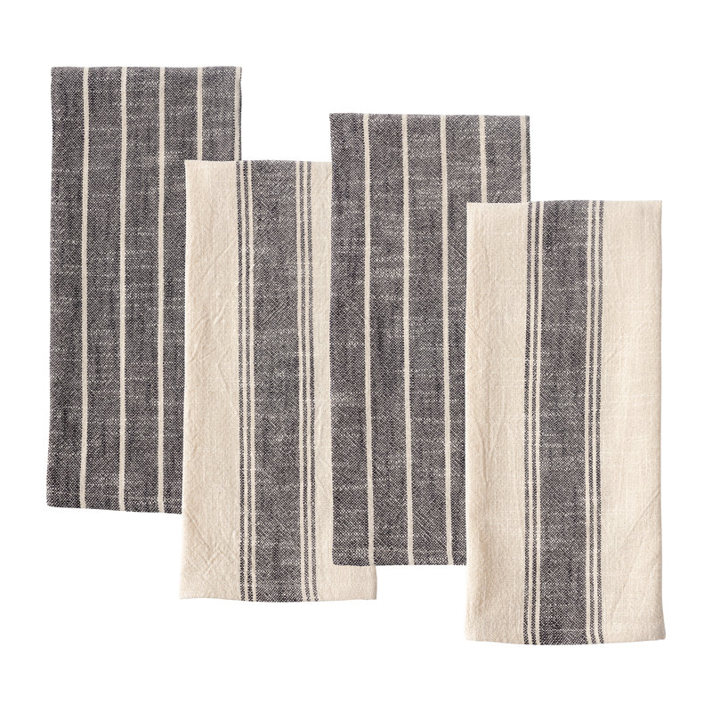 Ensemble de 4 serviettes à thé Damali, Noir, noir, noir, noir