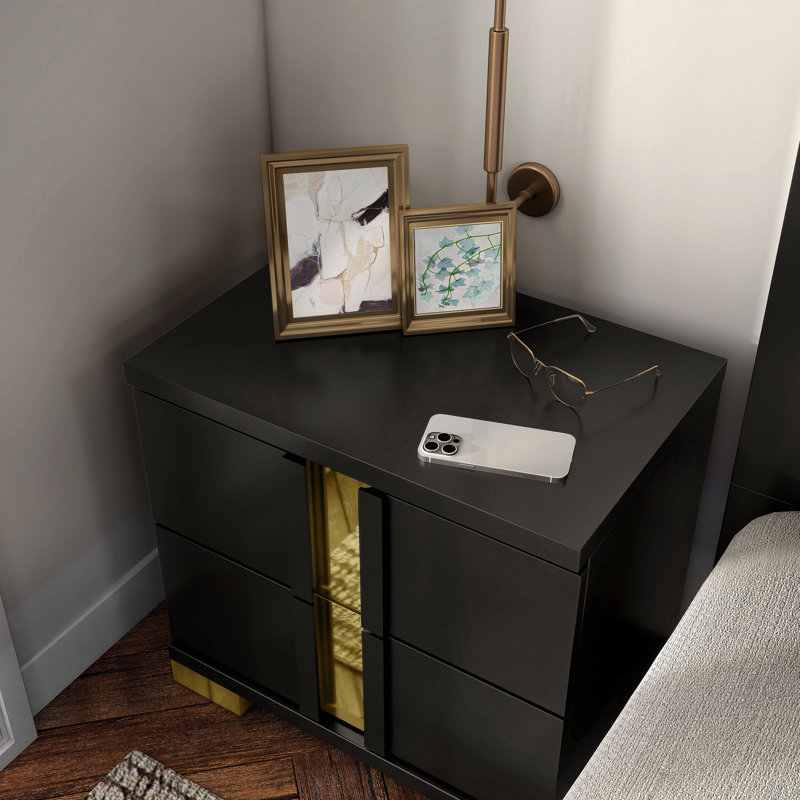 Ensemble de chambre à coucher 6 pièces Clemson, Très grand, Noir