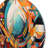 Orange And Blue Geometric Vibrations IV - Abstract Geometric Round Wall Art on Metal-88599076