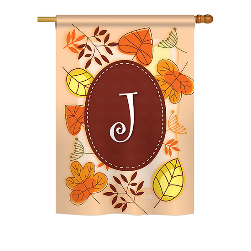 Drapeau de maison en polyester à 2 côtés digramme d’automne, H 18,5 po x l 13 po, J