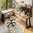 Brown+Black Rectangular Solid Wood desk-3484549-3484551