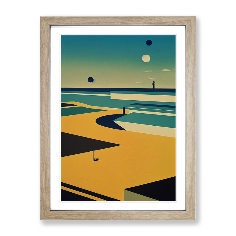 Beach Abstract No.7 - Single Picture Frame Print, 64cm H x 46cm W x 2cm D, Oak Framed