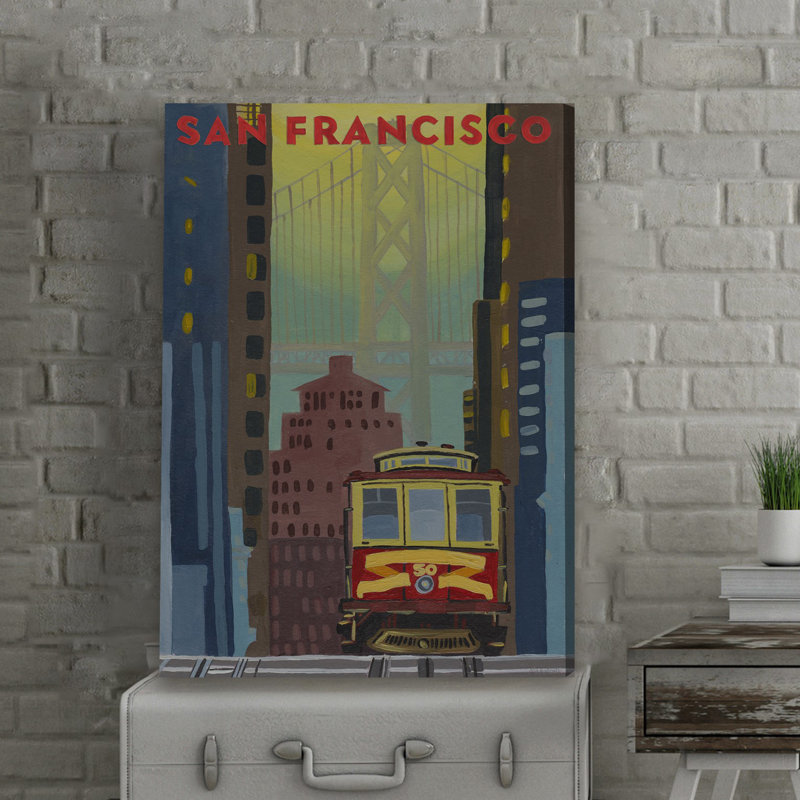 Iconic San Francisco par - peinture sur toile tendue, H 18 po x l 12 po x P 1,5 po