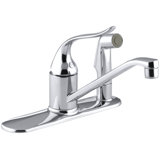 Coralais Single Handle Kitchen Faucet with Sidespray Through Escutcheon and 8-1/2" Swing Spout