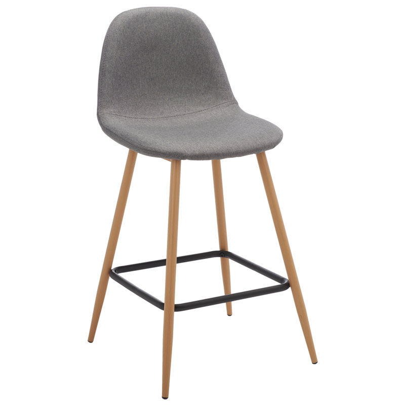 Heilig Upholstered Counter Stool with Metal Frame, Drak Gray/Natural