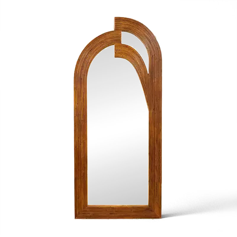 French-Style Vintage Arched Floor-Mounted Mirror, 70.87" x 27.56"