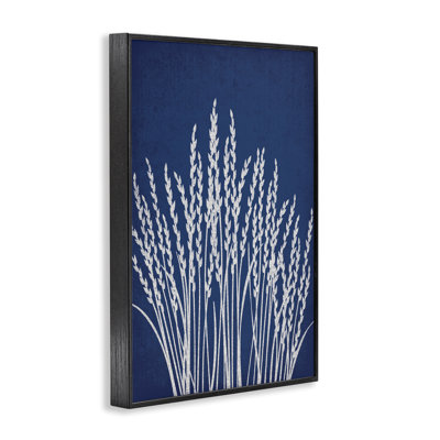 Reed Grasses on Blue Framed Giclee Art by JJ Design House LLC