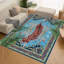 Tapis lavables tigre bleu, tapis de salon, grande chambre à coucher rétro douce-370977322