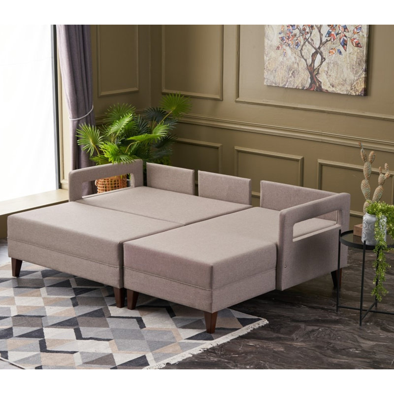 Zeb 3 Seater Sofa Bed, Right Hand Facing, Cream