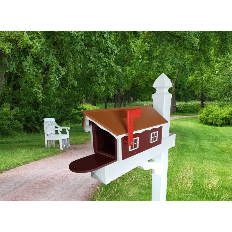 Amish Mailbox, Handmade, Barn Style Mailbox, Cedar Red