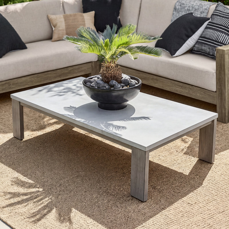 Table basse rectangulaire L 51 po x l 25,6 po avec plateau en béton alvéolaire en aluminium, Gris