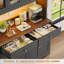 71" LED Kitchen Pantry Cabinet with Power Outlet, Large Kitchen Hutch Storage Cabinet-312959375