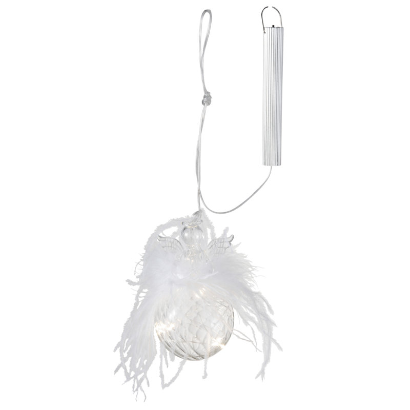Christmas Solid Angel+Led+Feather Glass Baubles