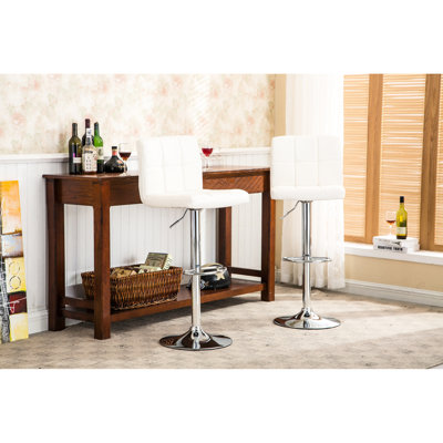Tabourets de bar réglables hydrauliques blancs de 2 - siège en similicuir avec pivot à 360 degrés et base pour diverses applications Base chromée, confort d'assise en hauteur