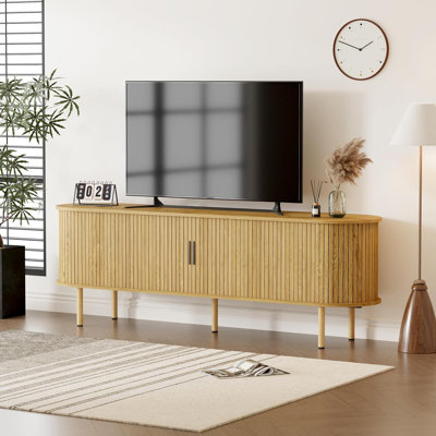 70.1 in TV Stand, Modern TV Console Table with Storage Compartment and Sliding Door, Gaming Entertainment Center with Cabinet for Living Room, Bedroom, Office