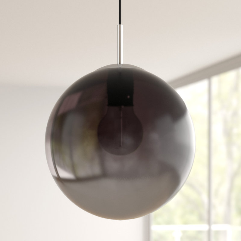 Saundra 1 - Light Silver Sphere Pendant, 120cm H x 25cm W x 25cm D