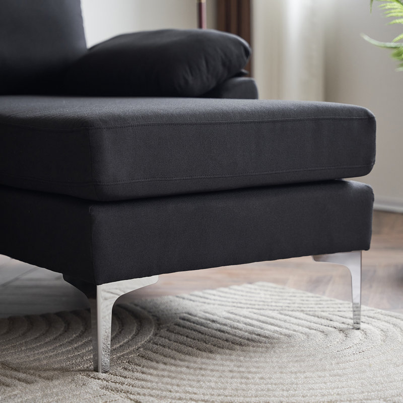 Canapé modulaire en L, 100 % lin noir