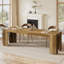 86.6'' Dining Table for 6-8 People, Rustic Wood Rectangular Kitchen Table with Sturdy Legs