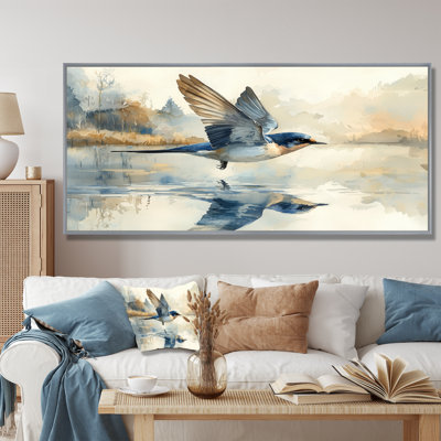 Bird Swallow Skimming The Water - bird Wall Art for Living Room