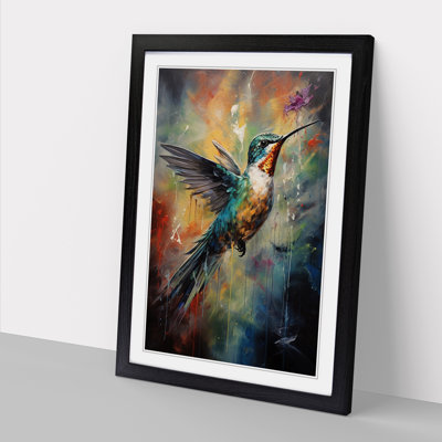 Hummingbird Gestural No.2 - Single Picture Frame Print on Wood