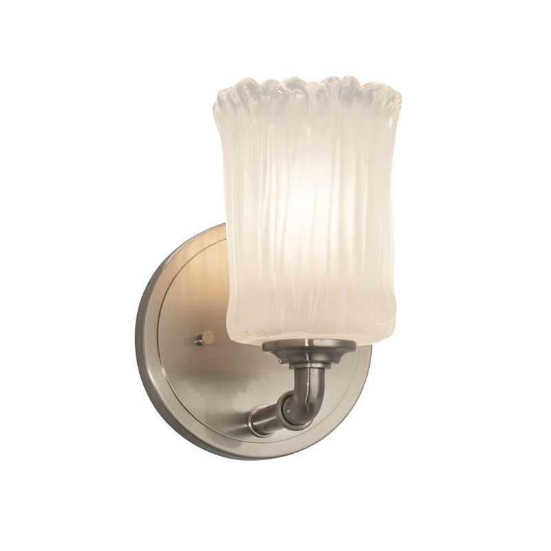 Leroux Armed Sconce, Brushed Nickel, Whitewash, Dedicated LED