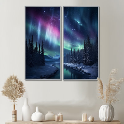 Northern Lights III - décoration murale bleue