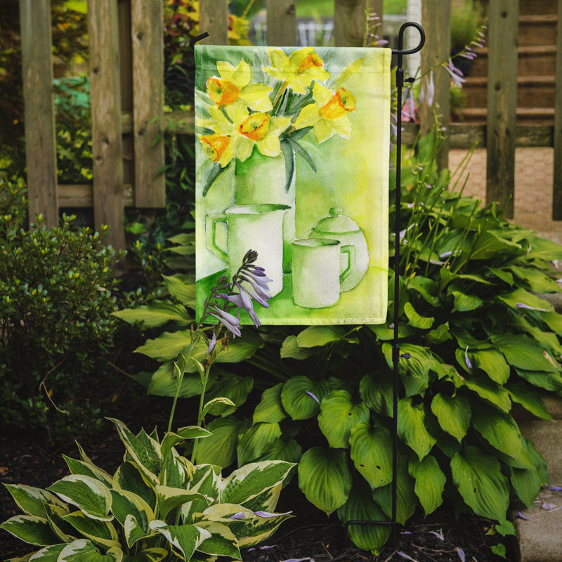 Drapeau de jardin à 2 côtés daffodils jaune par maureen bonfield, H 15 po x l 11 po