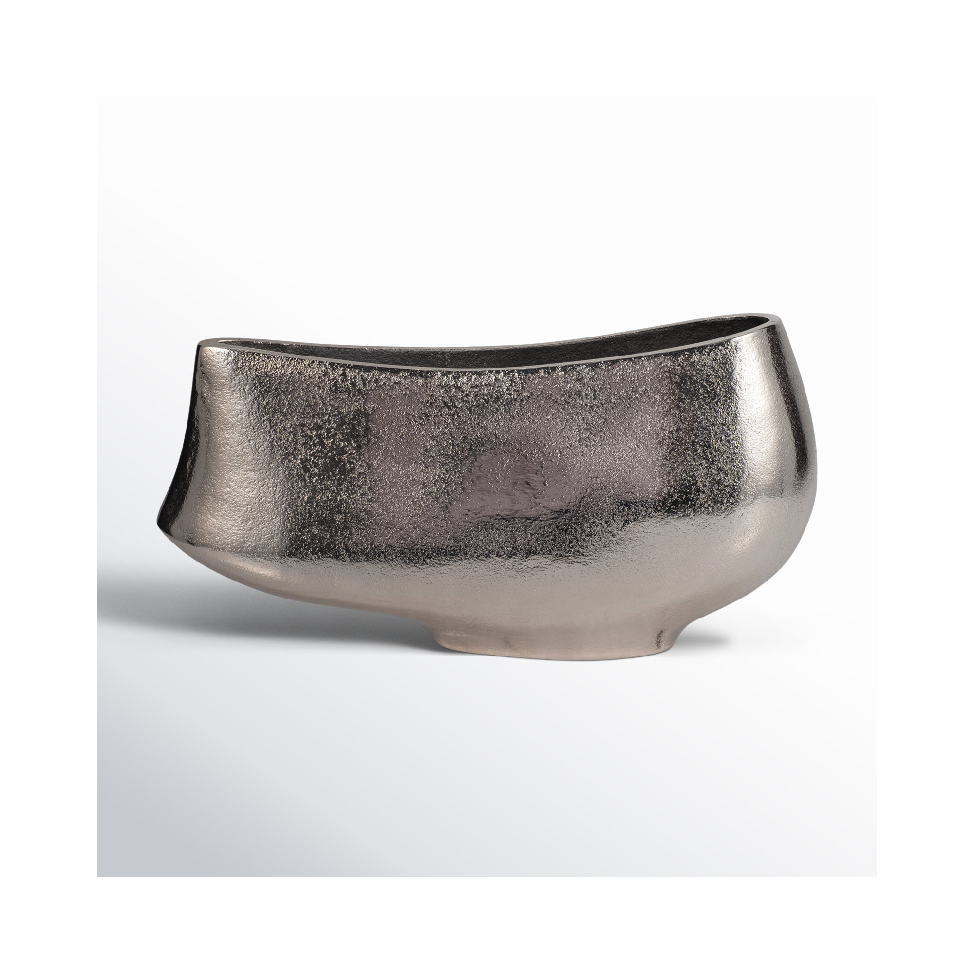 Pico Handmade Aluminum Table Vase, 7" H x 14" W x 5" D, Silver
