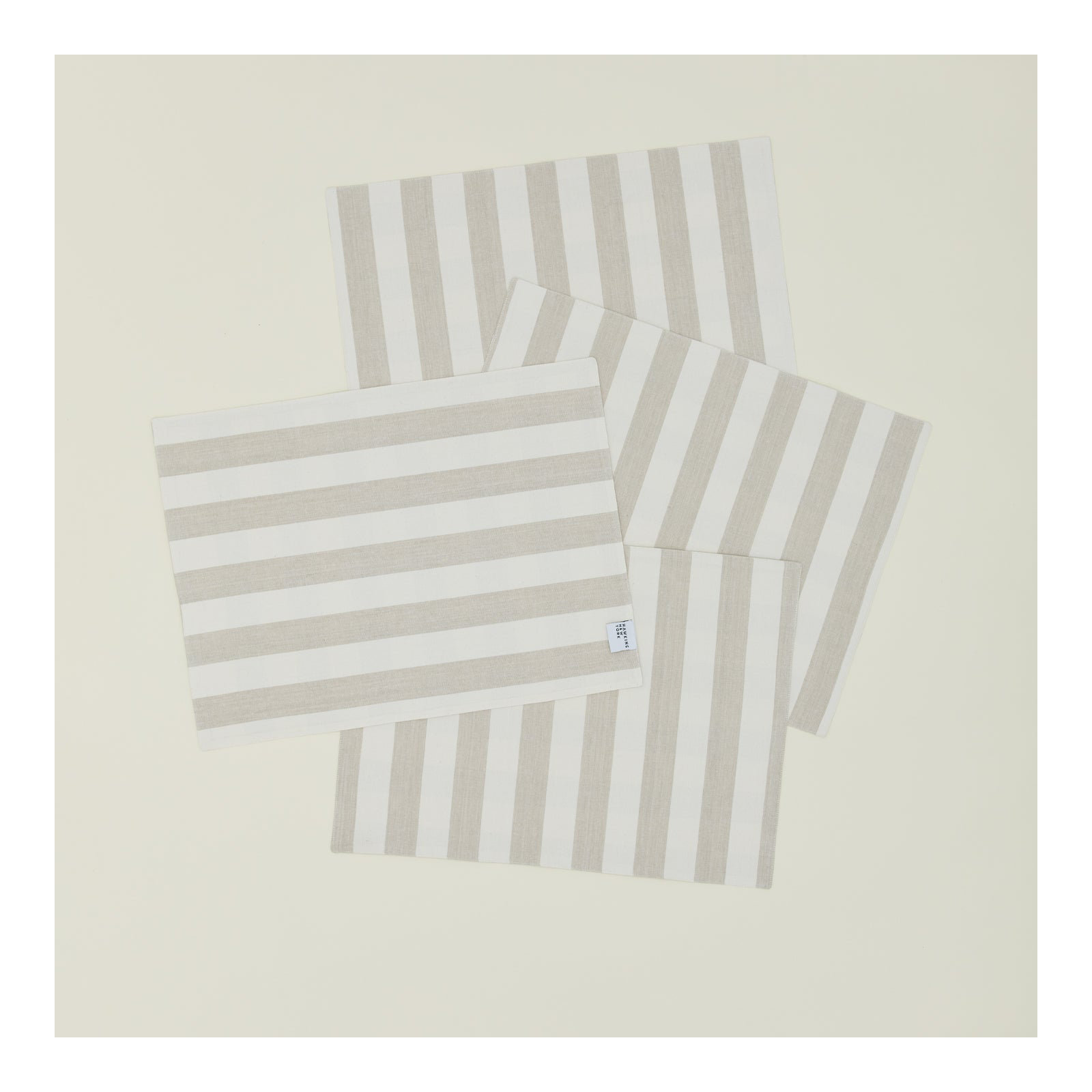 Essential Striped Placemat - Set Of 4, Ivory/Flax