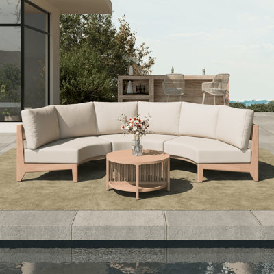 6-person Curved Patio Sectional Sofa Set With Side Tables