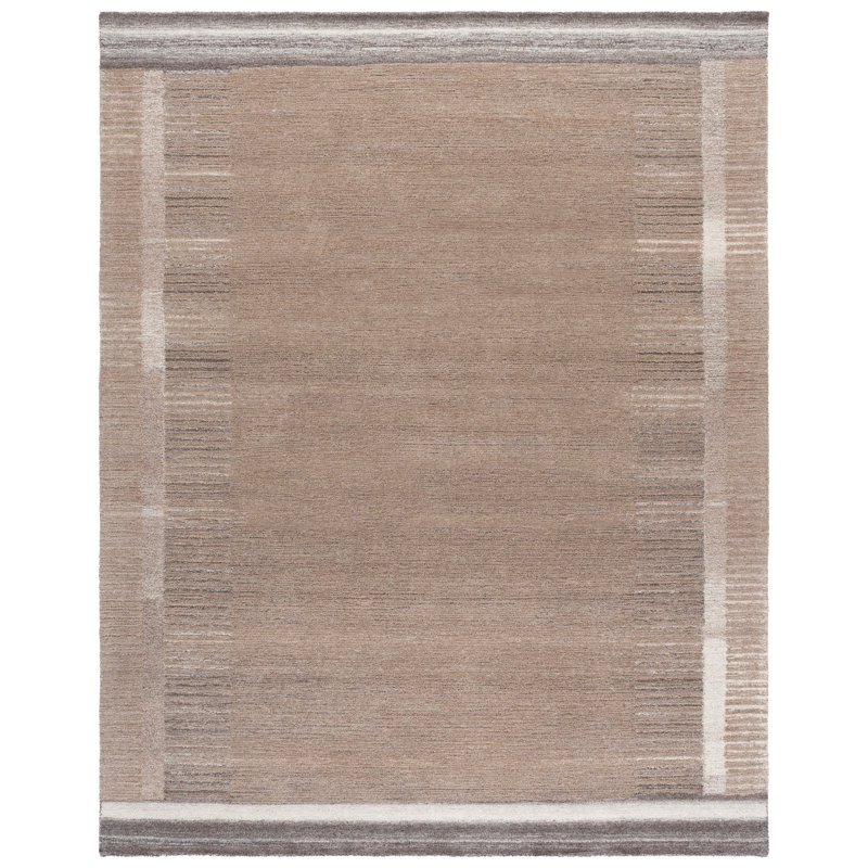 Alysandra Ebony Hand Tufted Wool Cotton Abstract Rug in Ivory/Beige, Rectangle 8' x 10'