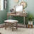 June Natural Two Drawer Flip Top Vanity Set with Stool