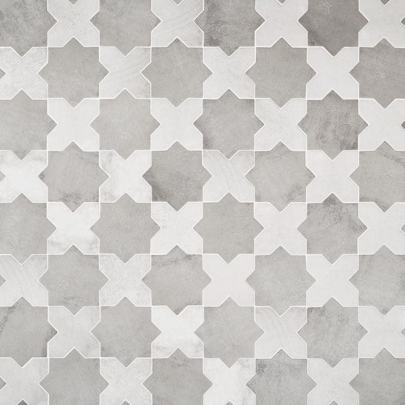 Souk Star-Crossed 6.1" x 11.9" Terracotta Look Porcelain Floor & Wall Tile (8.26 Sq. Ft. / Case), Gray and White