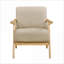 Fauteuil d'appoint rembourré en tissu brun clair pour adultes, fauteuil d'appoint rembourré en bois d'hévéa massif pour le salon et la chambre à coucher