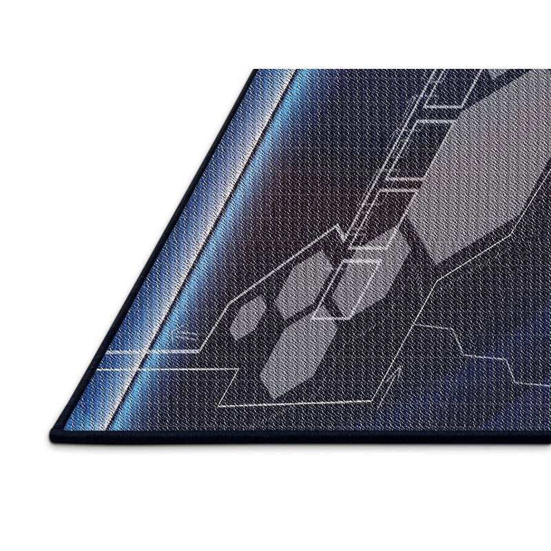 Tapis géométrique bleu marine / gris, Rectangle 5 pi x 8 pi