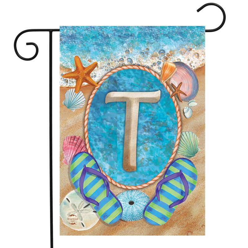 Été, monogramme lettre T, drapeau de jardin