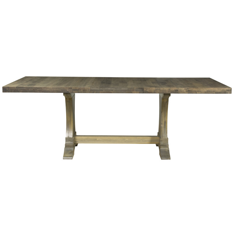 Augusto Extendable Maple Solid Wood Dining Table, Distressed Nantucket, 29.75" H x 80" L x 42" W