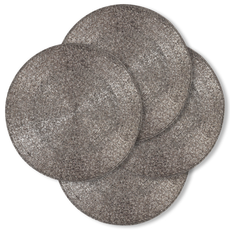 Silver Glass Beaded Round Placemats, Set of 4